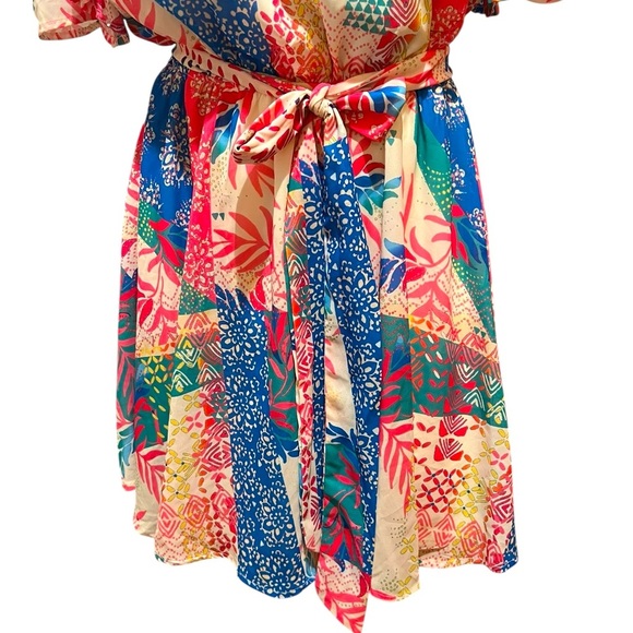 Flying Tomato Pink and Blue Pleated Sundress - Picture 7 of 9